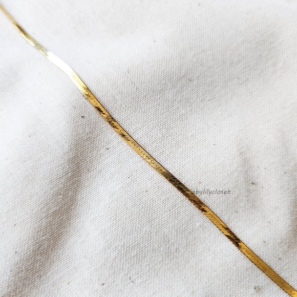 Vintage 14k Solid Yellow Gold Estate Herringbone Chain Bracelet Anklet MINT - Picture 6 of 6